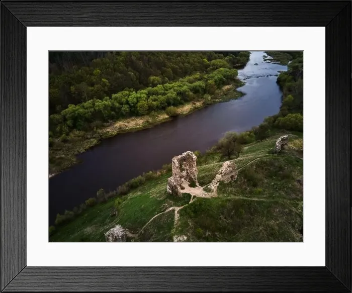 Framed Print : Aerial view of ruins of the castle in Gubkiv, Rivne region, near river Sluch. Travel destinations in Ukraine Framed Print : Aerial view of ruins of the castle in Gubkiv, Rivne region, near river Sluch. Travel destinations in Ukraine
