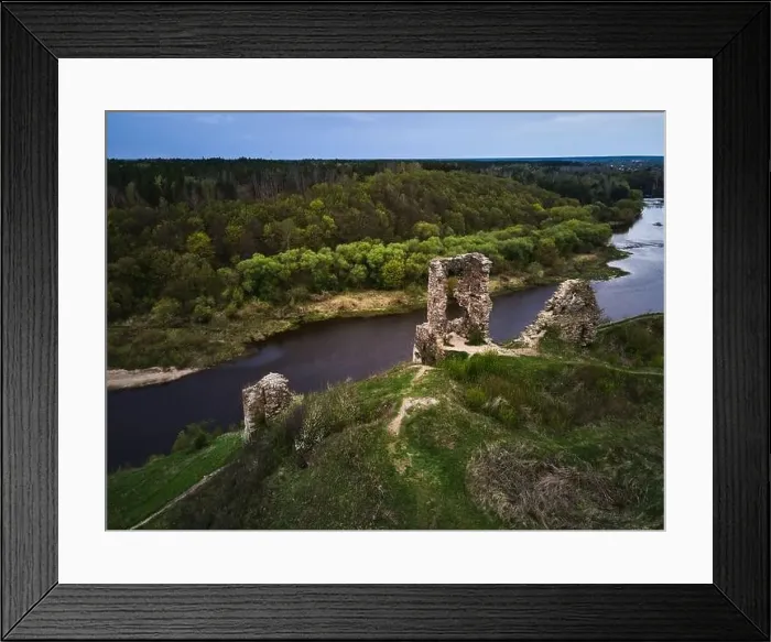 Framed Print : Aerial view of ruins of the castle in Gubkiv, Rivne region, near river Sluch. Travel destinations in Ukraine Framed Print : Aerial view of ruins of the castle in Gubkiv, Rivne region, near river Sluch. Travel destinations in Ukraine