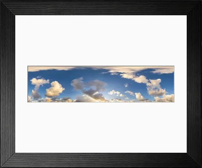 Framed Print : Dark blue sunset sky panorama with Cumulus clouds Framed Print : Dark blue sunset sky panorama with Cumulus clouds