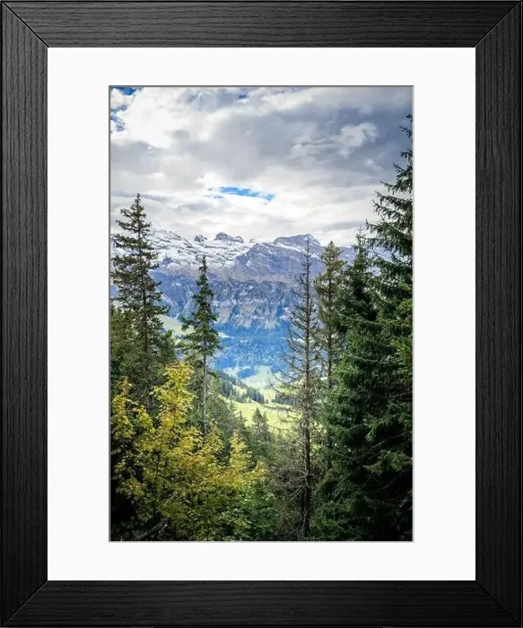 Framed Print : Hiking near Engelberg with a view of the Swiss Alps, summer Framed Print : Hiking near Engelberg with a view of the Swiss Alps, summer