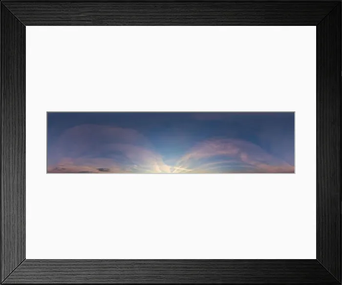 Framed Print : Dark blue sunset sky panorama with pink Cirrus clouds Framed Print : Dark blue sunset sky panorama with pink Cirrus clouds
