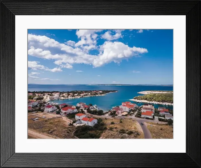 Framed Print : Drone flight over the beautiful island of Pag in Croatia, simuni, novalja, zrece beach Framed Print : Drone flight over the beautiful island of Pag in Croatia, simuni, novalja, zrece beach