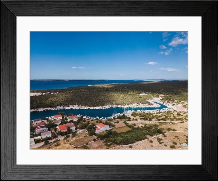 Framed Print : Drone flight over the beautiful island of Pag in Croatia, simuni, novalja, zrece beach Framed Print : Drone flight over the beautiful island of Pag in Croatia, simuni, novalja, zrece beach