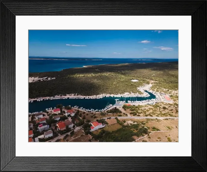 Framed Print : Drone flight over the beautiful island of Pag in Croatia, simuni, novalja, zrece beach Framed Print : Drone flight over the beautiful island of Pag in Croatia, simuni, novalja, zrece beach