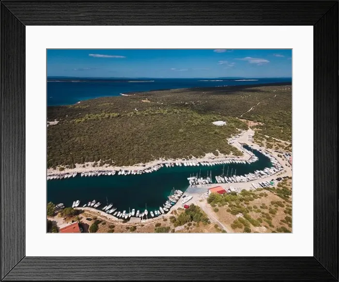 Framed Print : Drone flight over the beautiful island of Pag in Croatia, simuni, novalja, zrece beach Framed Print : Drone flight over the beautiful island of Pag in Croatia, simuni, novalja, zrece beach