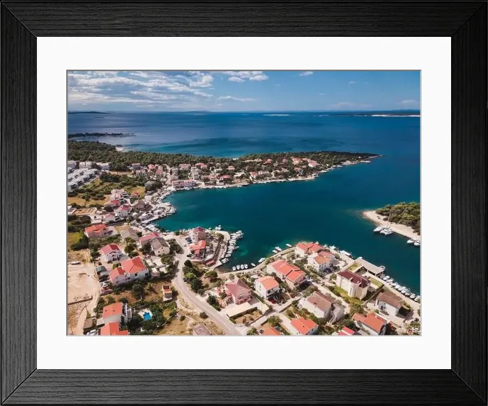 Framed Print : Drone flight over the beautiful island of Pag in Croatia, simuni, novalja, zrece beach Framed Print : Drone flight over the beautiful island of Pag in Croatia, simuni, novalja, zrece beach