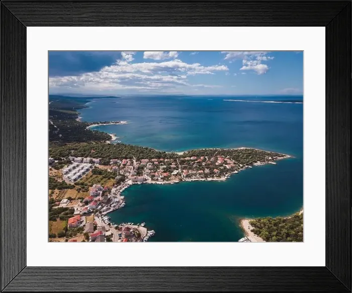 Framed Print : Drone flight over the beautiful island of Pag in Croatia, simuni, novalja, zrece beach Framed Print : Drone flight over the beautiful island of Pag in Croatia, simuni, novalja, zrece beach