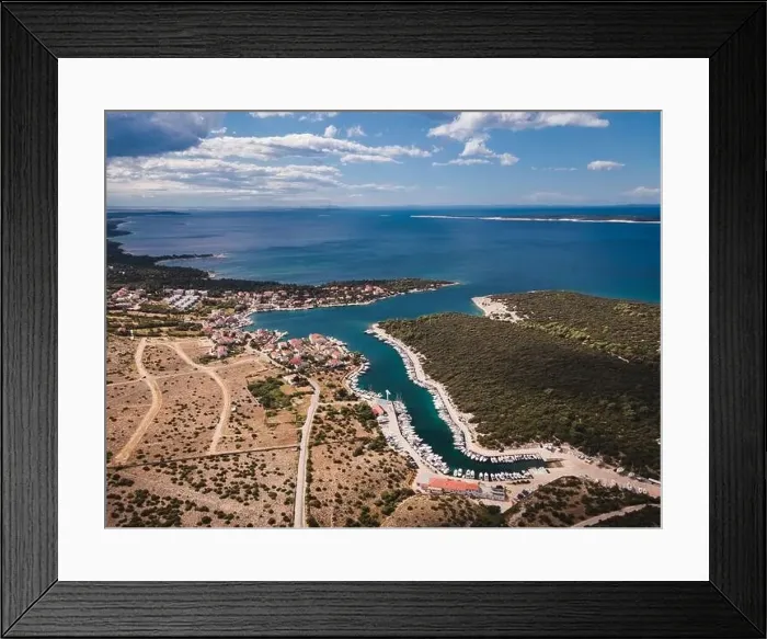 Framed Print : Drone flight over the beautiful island of Pag in Croatia, simuni, novalja, zrece beach Framed Print : Drone flight over the beautiful island of Pag in Croatia, simuni, novalja, zrece beach