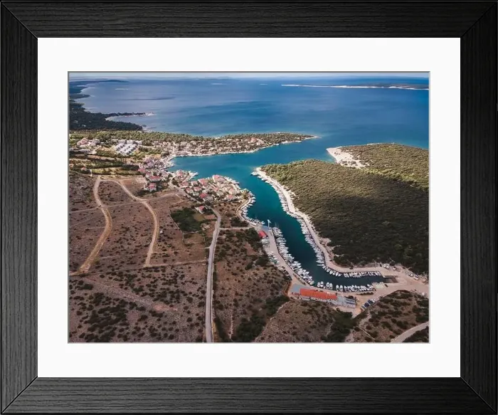 Framed Print : Drone flight over the beautiful island of Pag in Croatia, simuni, novalja, zrece beach Framed Print : Drone flight over the beautiful island of Pag in Croatia, simuni, novalja, zrece beach