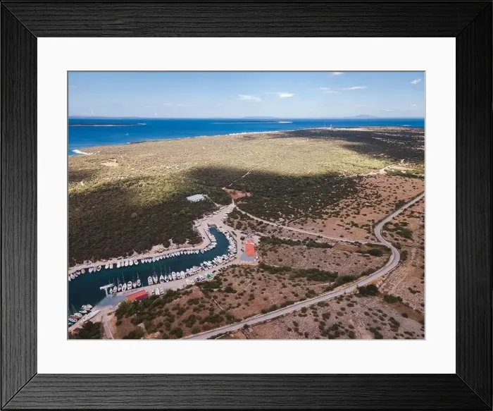 Framed Print : Drone flight over the beautiful island of Pag in Croatia, simuni, novalja, zrece beach Framed Print : Drone flight over the beautiful island of Pag in Croatia, simuni, novalja, zrece beach
