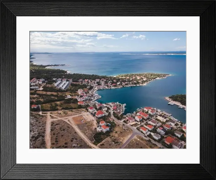 Framed Print : Drone flight over the beautiful island of Pag in Croatia, simuni, novalja, zrece beach Framed Print : Drone flight over the beautiful island of Pag in Croatia, simuni, novalja, zrece beach