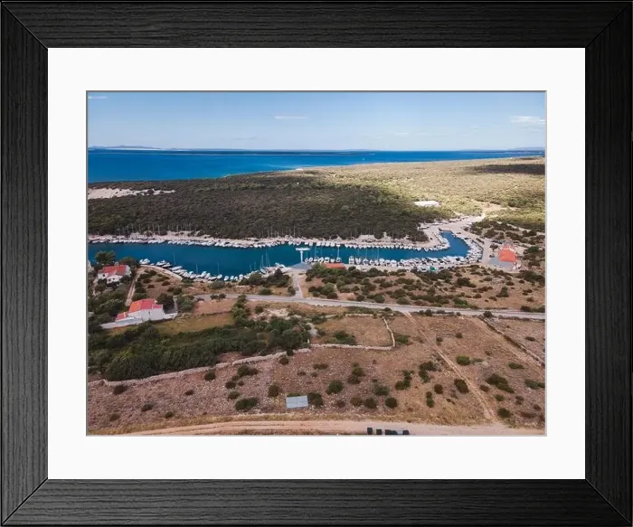 Framed Print : Drone flight over the beautiful island of Pag in Croatia, simuni, novalja, zrece beach Framed Print : Drone flight over the beautiful island of Pag in Croatia, simuni, novalja, zrece beach