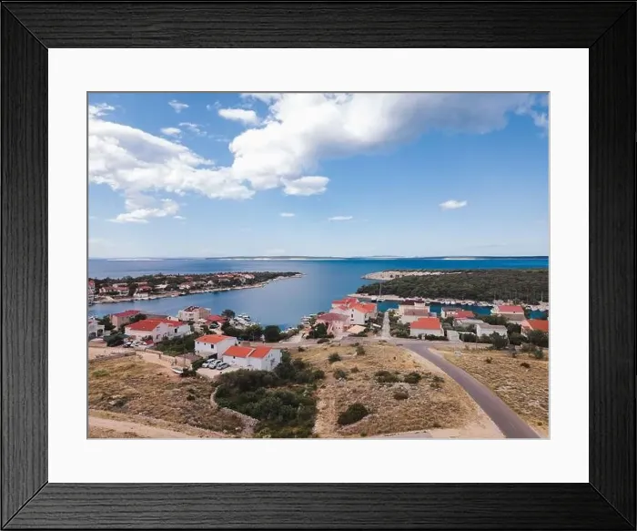 Framed Print : Drone flight over the beautiful island of Pag in Croatia, simuni, novalja, zrece beach Framed Print : Drone flight over the beautiful island of Pag in Croatia, simuni, novalja, zrece beach