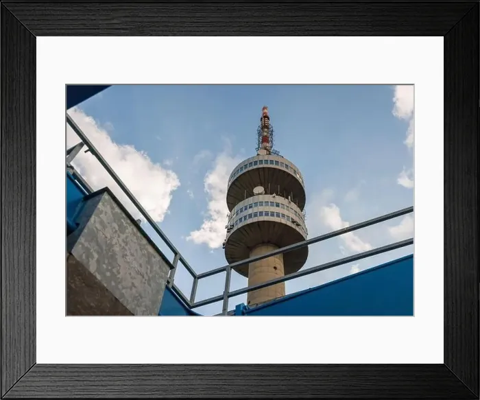 Framed Print : The high tourist observation tower Snezhana on the mountain peak of Snezhana covered with evergreen spruce dense Framed Print : The high tourist observation tower Snezhana on the mountain peak of Snezhana covered with evergreen spruce dense