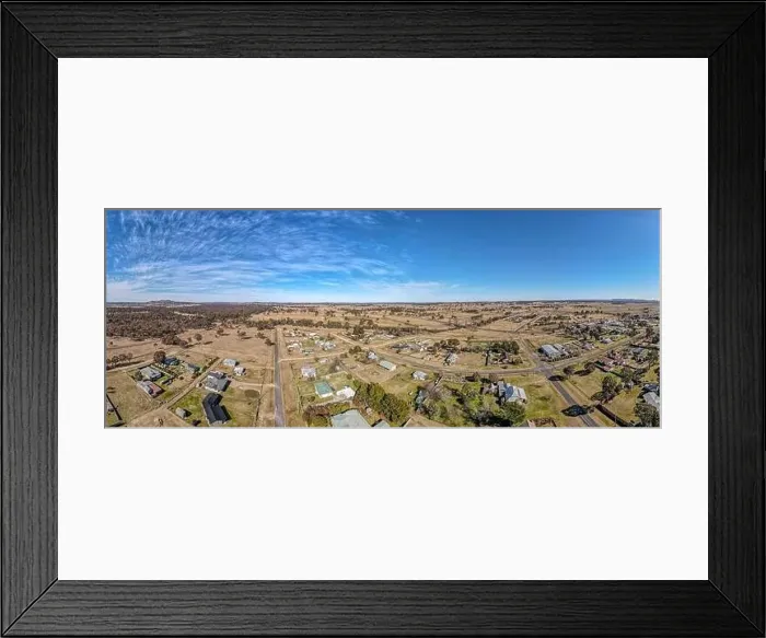 Framed Print : Aerial View at Deepwater, NSW, 2371, Australia, view of the town, buildings and surroundings Framed Print : Aerial View at Deepwater, NSW, 2371, Australia, view of the town, buildings and surroundings