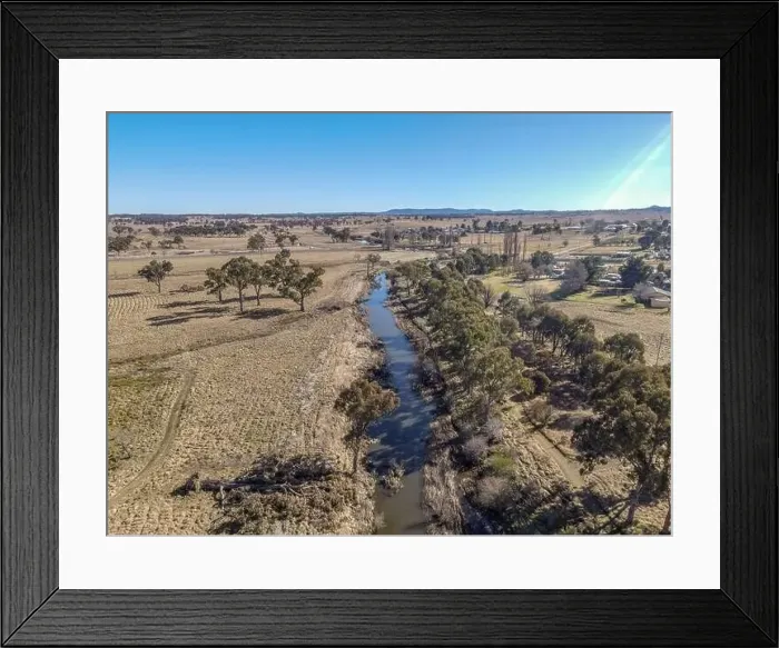 Framed Print : Aerial View at Deepwater, NSW, 2371, Australia, view of the town, buildings and surroundings Framed Print : Aerial View at Deepwater, NSW, 2371, Australia, view of the town, buildings and surroundings