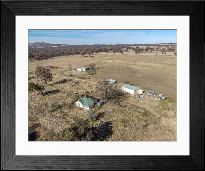 Framed Print : Aerial View at Deepwater, NSW, 2371, Australia, view of the town, buildings and surroundings Framed Print : Aerial View at Deepwater, NSW, 2371, Australia, view of the town, buildings and surroundings