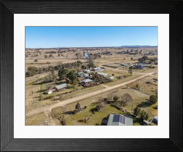 Framed Print : Aerial View at Deepwater, NSW, 2371, Australia, view of the town, buildings and surroundings Framed Print : Aerial View at Deepwater, NSW, 2371, Australia, view of the town, buildings and surroundings