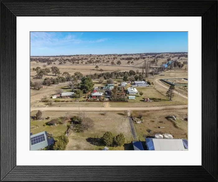 Framed Print : Aerial View at Deepwater, NSW, 2371, Australia, view of the town, buildings and surroundings Framed Print : Aerial View at Deepwater, NSW, 2371, Australia, view of the town, buildings and surroundings