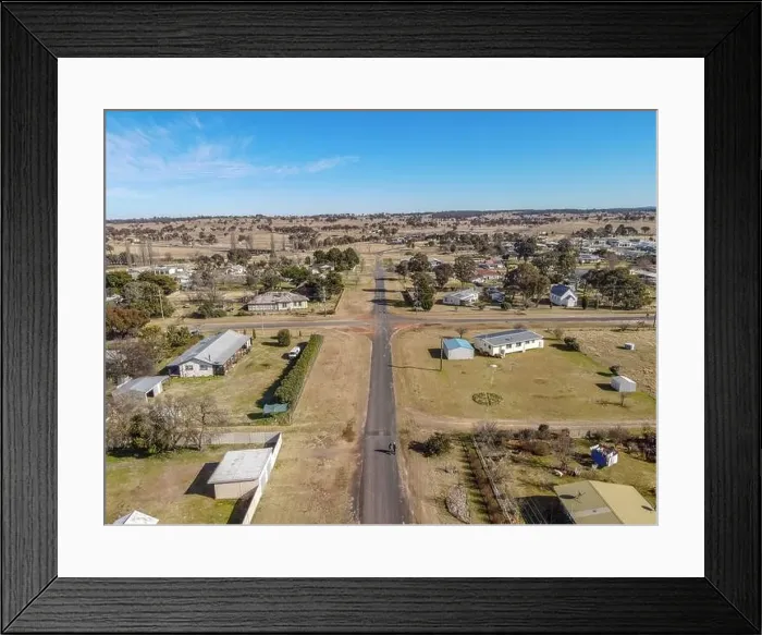 Framed Print : Aerial View at Deepwater, NSW, 2371, Australia, view of the town, buildings and surroundings Framed Print : Aerial View at Deepwater, NSW, 2371, Australia, view of the town, buildings and surroundings