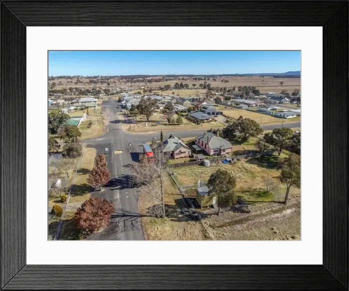 Framed Print : Aerial View at Deepwater, NSW, 2371, Australia, view of the town, buildings and surroundings Framed Print : Aerial View at Deepwater, NSW, 2371, Australia, view of the town, buildings and surroundings