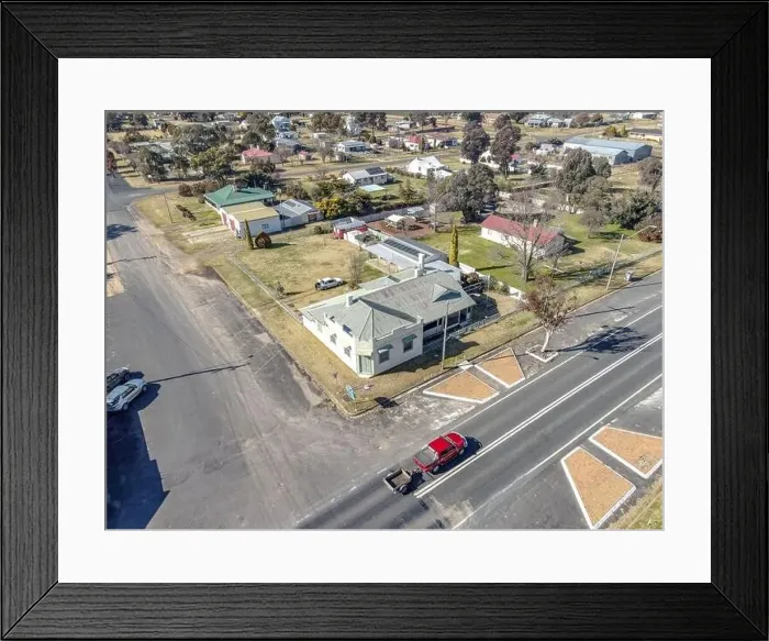 Framed Print : Aerial View at Deepwater, NSW, 2371, Australia, view of the town, buildings and surroundings Framed Print : Aerial View at Deepwater, NSW, 2371, Australia, view of the town, buildings and surroundings