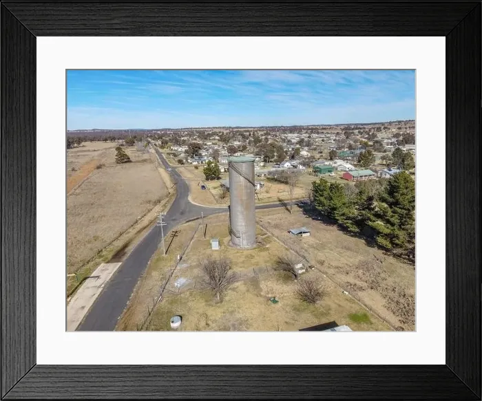 Framed Print : Aerial View at Deepwater, NSW, 2371, Australia, view of the town, buildings and surroundings Framed Print : Aerial View at Deepwater, NSW, 2371, Australia, view of the town, buildings and surroundings