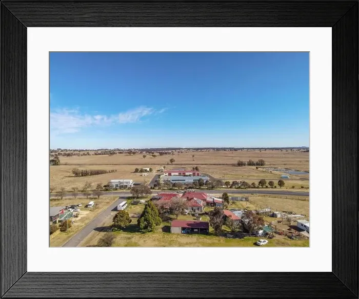 Framed Print : Aerial View at Deepwater, NSW, 2371, Australia, view of the town, buildings and surroundings Framed Print : Aerial View at Deepwater, NSW, 2371, Australia, view of the town, buildings and surroundings