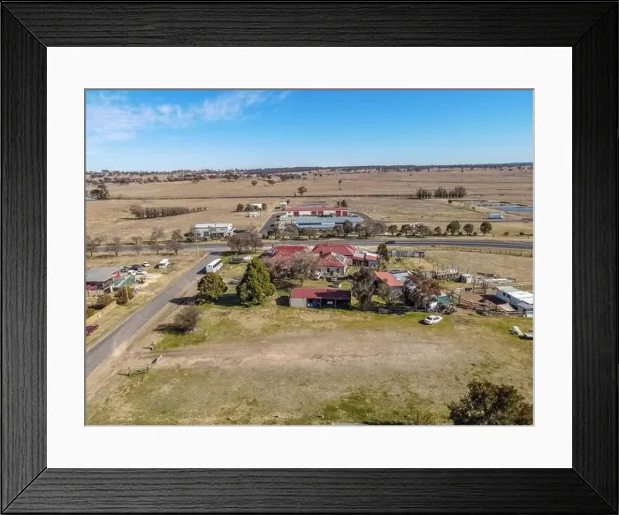 Framed Print : Aerial View at Deepwater, NSW, 2371, Australia, view of the town, buildings and surroundings Framed Print : Aerial View at Deepwater, NSW, 2371, Australia, view of the town, buildings and surroundings