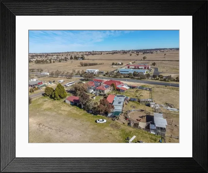 Framed Print : Aerial View at Deepwater, NSW, 2371, Australia, view of the town, buildings and surroundings Framed Print : Aerial View at Deepwater, NSW, 2371, Australia, view of the town, buildings and surroundings