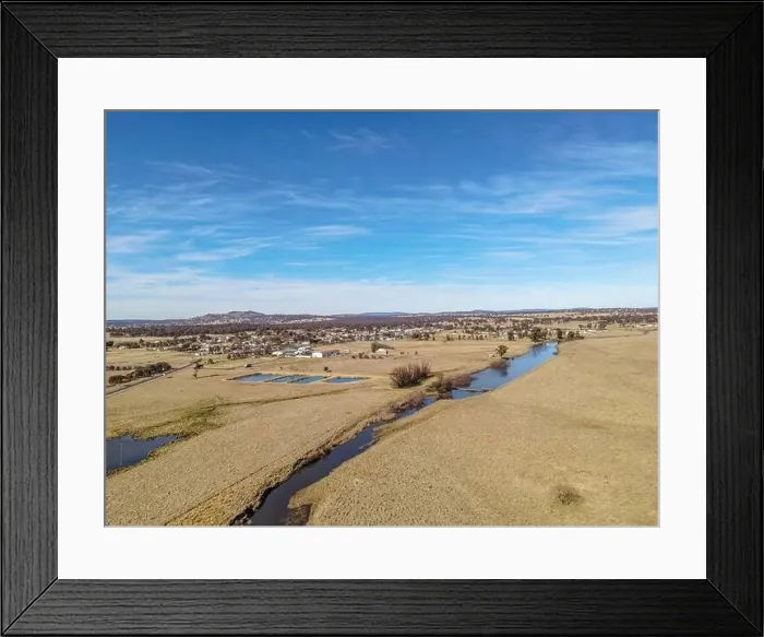 Framed Print : Aerial View at Deepwater, NSW, 2371, Australia, view of the town, buildings and surroundings Framed Print : Aerial View at Deepwater, NSW, 2371, Australia, view of the town, buildings and surroundings