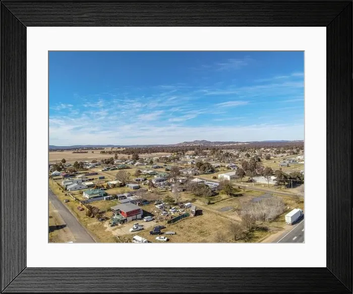 Framed Print : Aerial View at Deepwater, NSW, 2371, Australia, view of the town, buildings and surroundings Framed Print : Aerial View at Deepwater, NSW, 2371, Australia, view of the town, buildings and surroundings