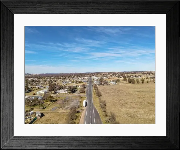 Framed Print : Aerial View at Deepwater, NSW, 2371, Australia, view of the town, buildings and surroundings Framed Print : Aerial View at Deepwater, NSW, 2371, Australia, view of the town, buildings and surroundings