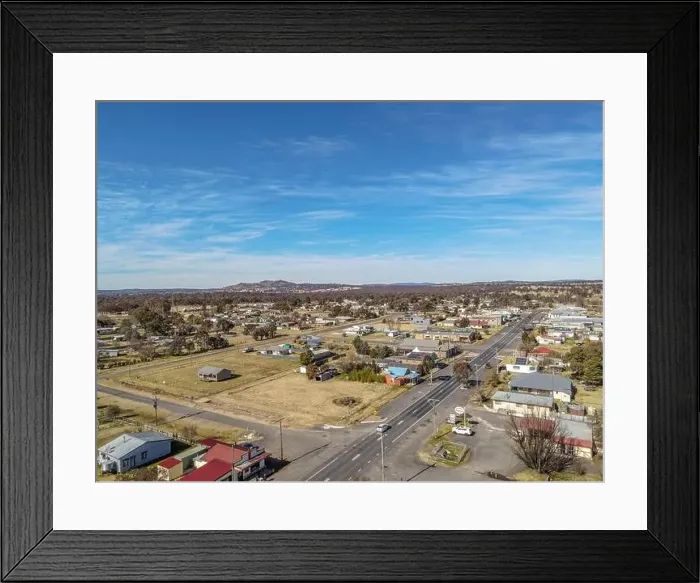 Framed Print : Aerial View at Deepwater, NSW, 2371, Australia, view of the town, buildings and surroundings Framed Print : Aerial View at Deepwater, NSW, 2371, Australia, view of the town, buildings and surroundings