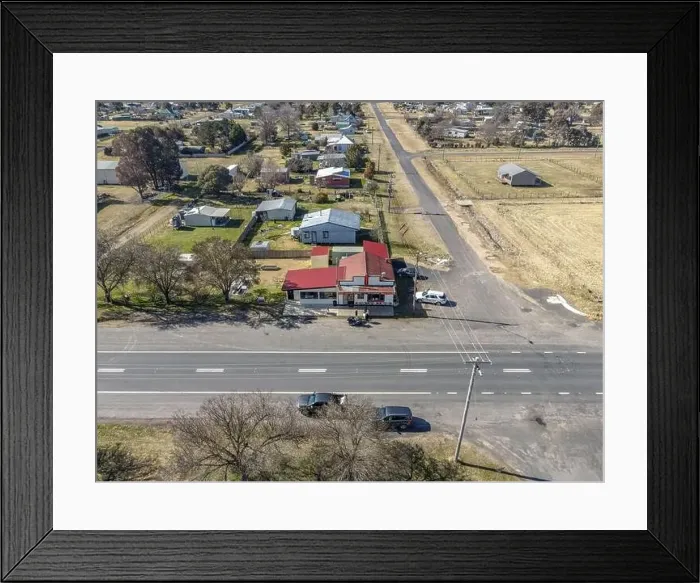 Framed Print : Aerial View at Deepwater, NSW, 2371, Australia, view of the town, buildings and surroundings Framed Print : Aerial View at Deepwater, NSW, 2371, Australia, view of the town, buildings and surroundings
