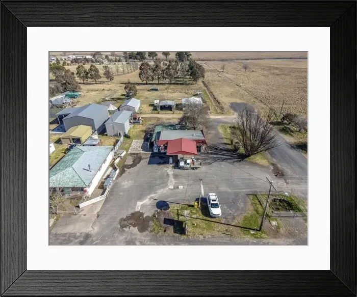 Framed Print : Aerial View at Deepwater, NSW, 2371, Australia, view of the town, buildings and surroundings Framed Print : Aerial View at Deepwater, NSW, 2371, Australia, view of the town, buildings and surroundings