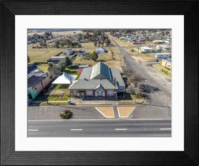 Framed Print : Aerial View at Deepwater, NSW, 2371, Australia, view of the town, buildings and surroundings Framed Print : Aerial View at Deepwater, NSW, 2371, Australia, view of the town, buildings and surroundings