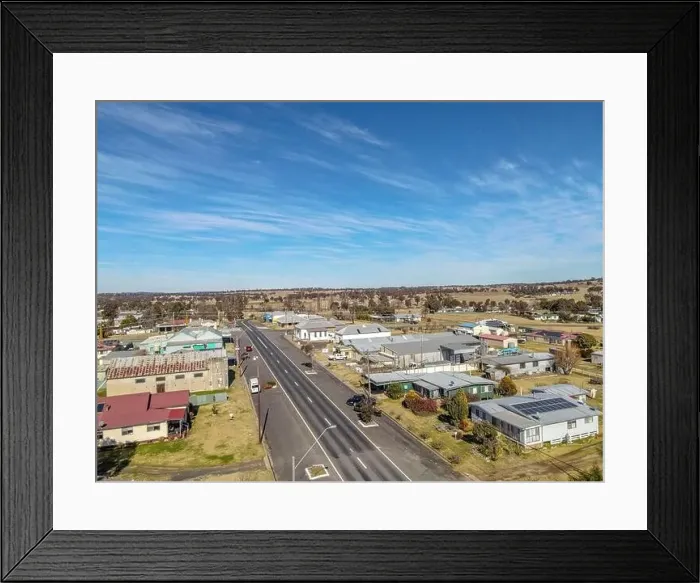 Framed Print : Aerial View at Deepwater, NSW, 2371, Australia, view of the town, buildings and surroundings Framed Print : Aerial View at Deepwater, NSW, 2371, Australia, view of the town, buildings and surroundings