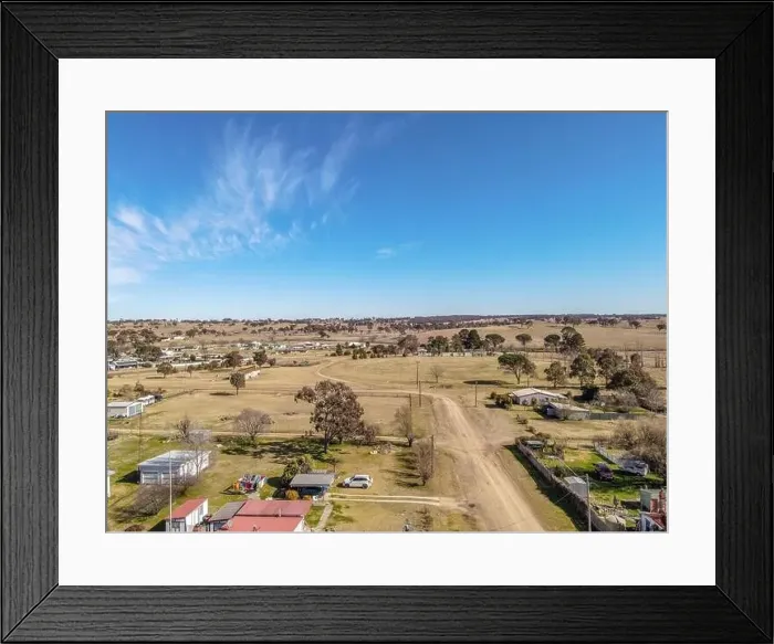 Framed Print : Aerial View at Deepwater, NSW, 2371, Australia, view of the town, buildings and surroundings Framed Print : Aerial View at Deepwater, NSW, 2371, Australia, view of the town, buildings and surroundings