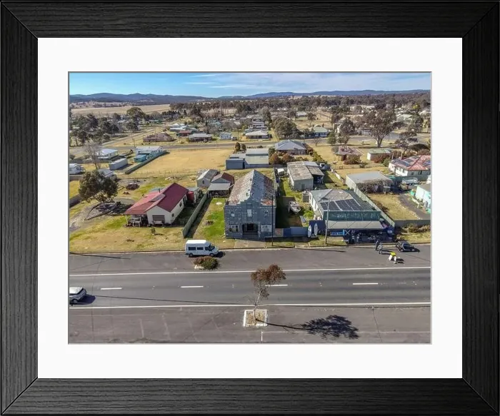 Framed Print : Aerial View at Deepwater, NSW, 2371, Australia, view of the town, buildings and surroundings Framed Print : Aerial View at Deepwater, NSW, 2371, Australia, view of the town, buildings and surroundings