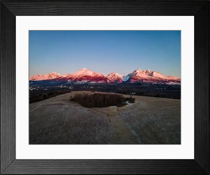 Framed Print : aerial view on sunrise in high tatras mountains in slovakia Framed Print : aerial view on sunrise in high tatras mountains in slovakia