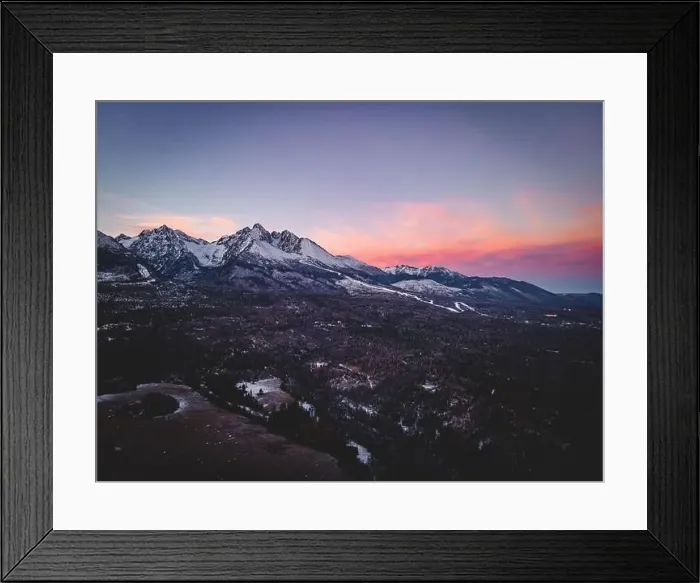 Framed Print : aerial view on sunset in high tatras mountains Framed Print : aerial view on sunset in high tatras mountains