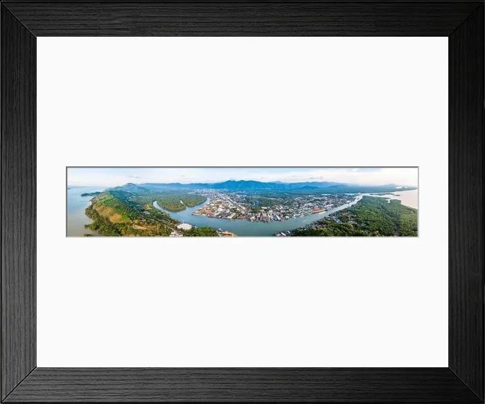 Framed Print : Aerial city view of Ranong and its estuary, Thailand Framed Print : Aerial city view of Ranong and its estuary, Thailand