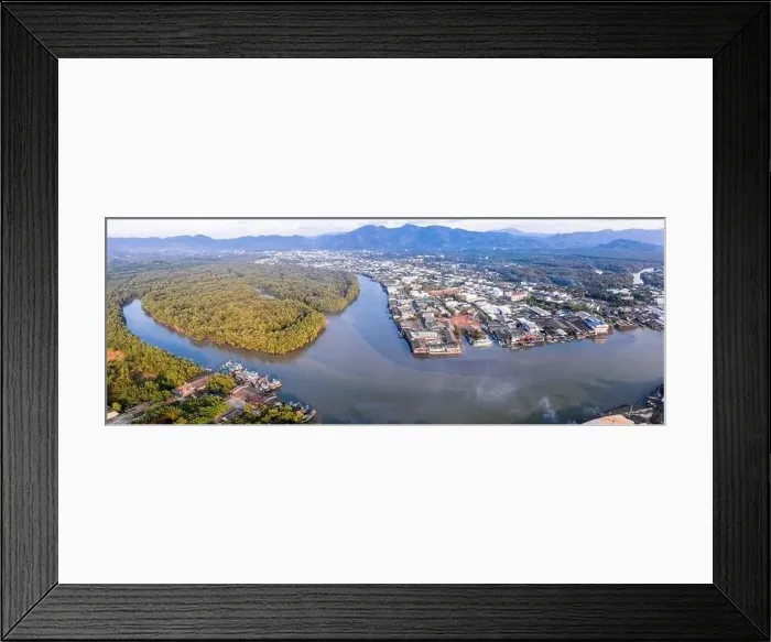 Framed Print : Aerial city view of Ranong and its estuary, Thailand Framed Print : Aerial city view of Ranong and its estuary, Thailand