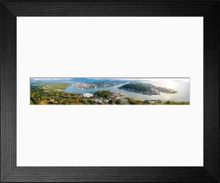 Framed Print : Aerial city view of Ranong and its estuary, Thailand Framed Print : Aerial city view of Ranong and its estuary, Thailand
