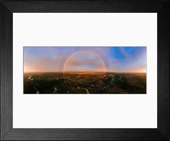 Framed Print : Round rainbow over the river on a summer evening Framed Print : Round rainbow over the river on a summer evening