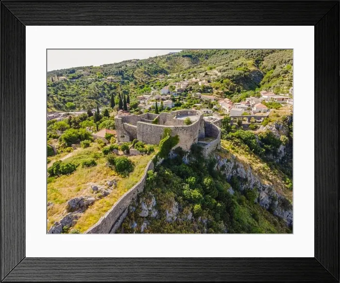 Framed Print : Old city. Sunny view of ruins of citadel in Stari Bar town near Bar city, Montenegro. Drone view Framed Print : Old city. Sunny view of ruins of citadel in Stari Bar town near Bar city, Montenegro. Drone view