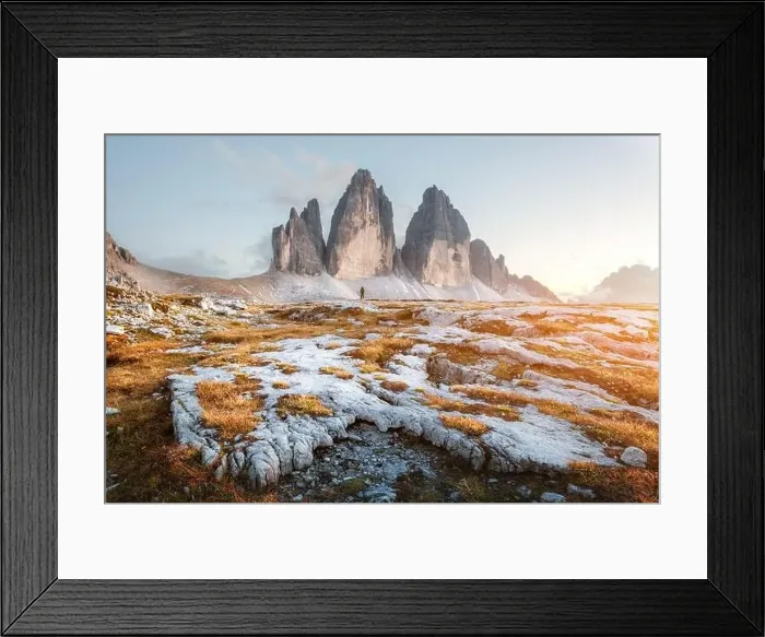 Framed Print : Incredible view of the Three Peaks of Lavaredo in morning light Framed Print : Incredible view of the Three Peaks of Lavaredo in morning light