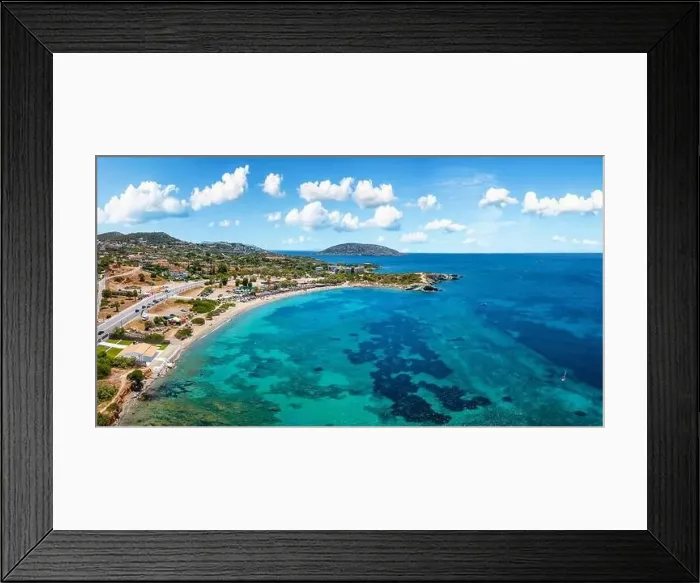 Framed Print : Aerial view of the popular Mavro Lithari beach Framed Print : Aerial view of the popular Mavro Lithari beach