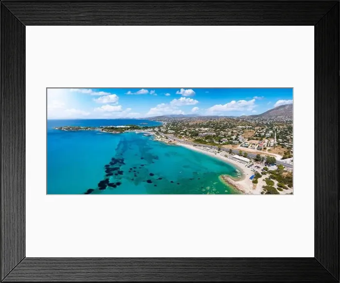 Framed Print : Aerial view of the beautiful Kiteza beach at Lagonisi, south of Athens Framed Print : Aerial view of the beautiful Kiteza beach at Lagonisi, south of Athens